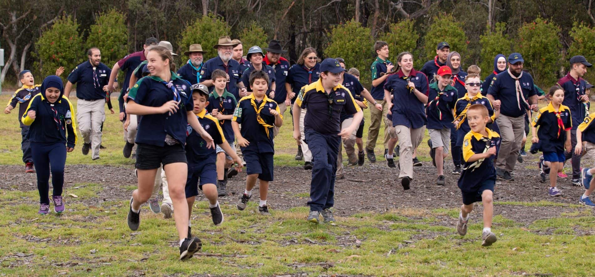 Group of Scouts running together